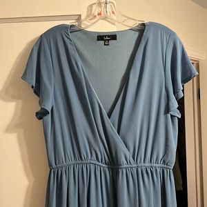 Dusty blue Lulu’s dress with front slit